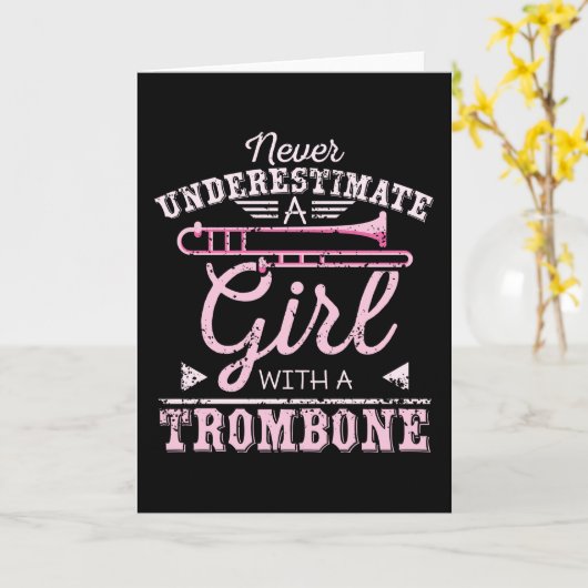 Trombone Girl Kaart (Gele Bloem)