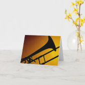 Trombone Greeting Card Gold Background Kaart (Gele Bloem)