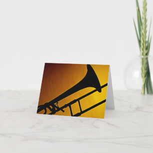Trombone Greeting Card Gold Background Kaart
