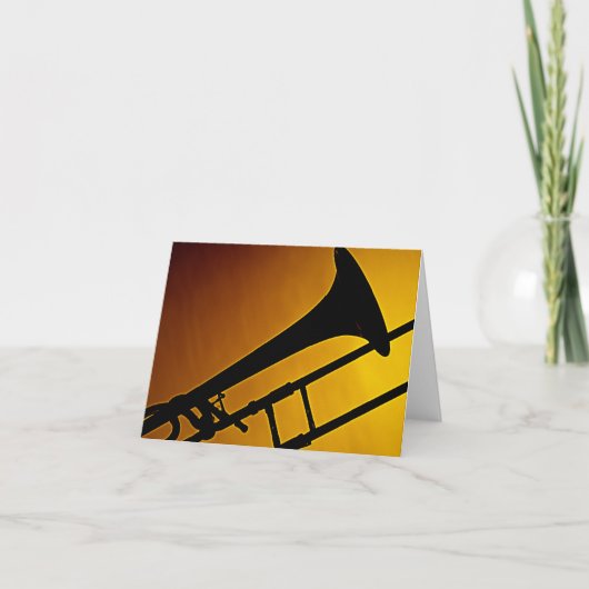 Trombone Greeting Card Gold Background Kaart (Voorkant)