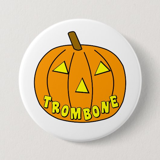 Trombone Halloween Pompoen Ronde Button 7,6 Cm (Voorkant)