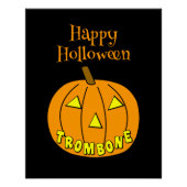 Trombone Halloween Pumpkin Zwart Perfect Poster (Voorkant)