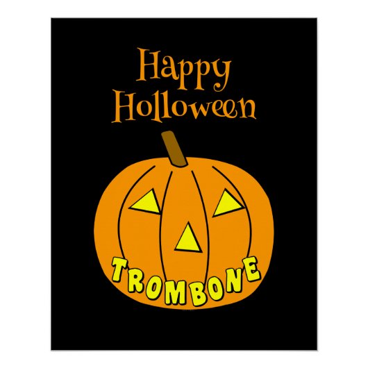 Trombone Halloween Pumpkin Zwart Perfect Poster (Voorkant)