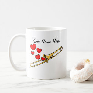 Trombone Hearts Trombonist Messing Muzikant Custom Koffiemok