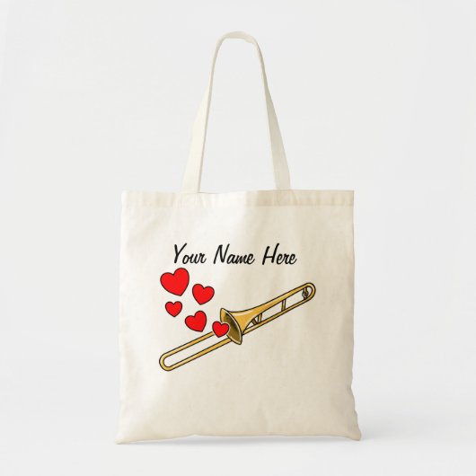 Trombone Hearts Trombonist Messing Muzikant Custom Tote Bag (Voorkant)