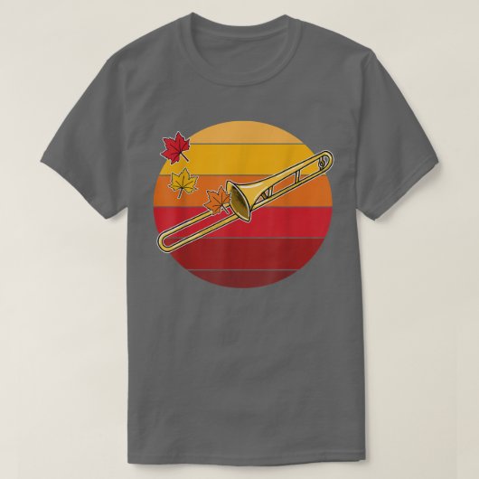 Trombone Herfst Trombonist Autumn Thanksgiving Bra T-shirt (Design voorkant)
