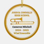 Trombone High School Band Custom Gold Christmas Keramisch Ornament (Voorkant)