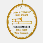Trombone High School Band Custom Gold Christmas Keramisch Ornament (Links)