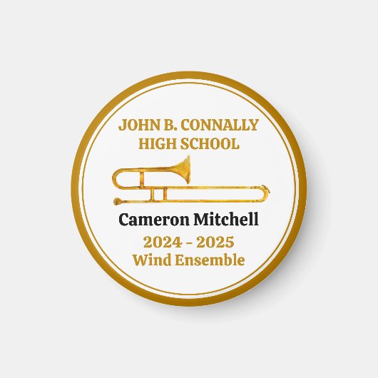 Trombone High School Band Gold gepersonaliseerd Magneet (Voorkant)