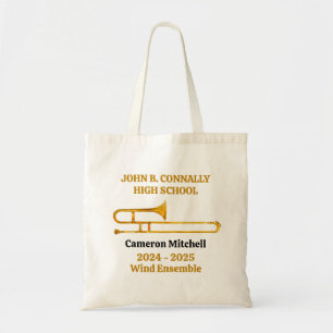 Trombone High School Band Gold gepersonaliseerd Tote Bag