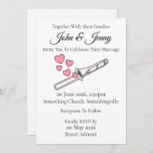 Trombone Huwelijksuitnodiging Brass Musicians Kaart (Voorkant / Achterkant)