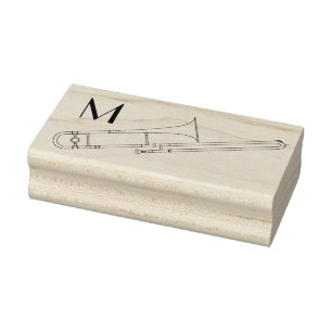 Trombone Initiaal Monogram Musician Band Teacher Rubberstempel