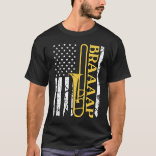 Trombone Instrument American Flag Braap Patriotic T-shirt