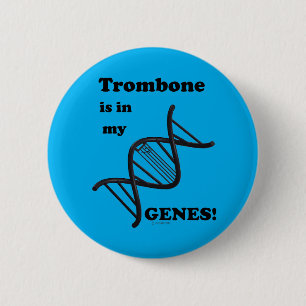 Trombone is in mijn genen ronde button 5,7 cm