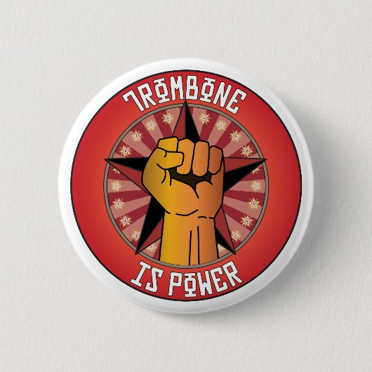 Trombone is kracht ronde button 5,7 cm (Voorkant)