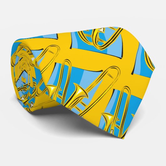 Trombone Jazz Design Mans' Stropdas (Opgerold)