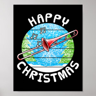 Trombone Kerst Trombonist Br Muzikant Muziekleraar Poster