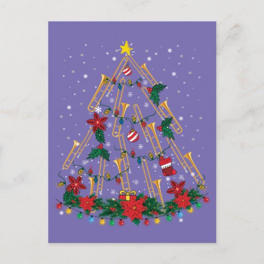 Trombone kerstboomversiering Funny Music Band Briefkaart (Voorkant)