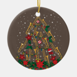 Trombone kerstboomversiering Funny Music Band Keramisch Ornament