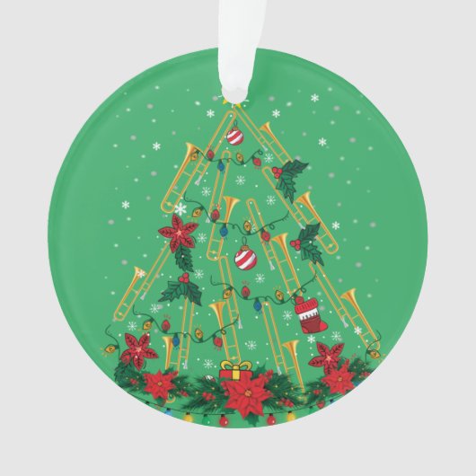 Trombone kerstboomversiering Funny Music Band Ornament (voorkant)