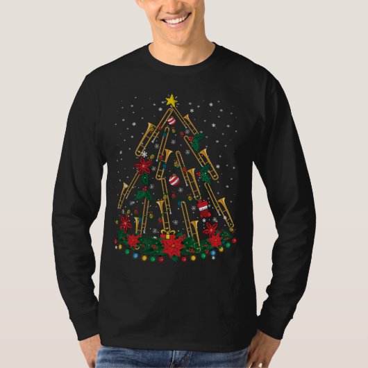 Trombone kerstboomversiering Funny Music Band T-shirt (Voorkant)
