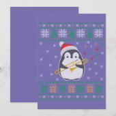 Trombone Lelijk Kersttrui Pinguïn Kerstmis Familie Kaart (Voorkant / Achterkant)