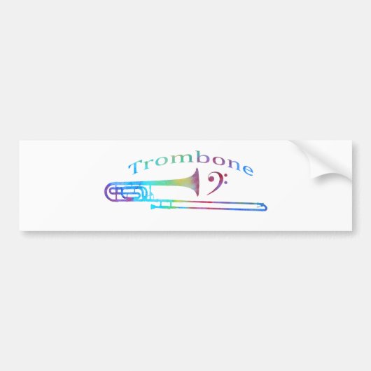 Trombone met Bass Clef Bumpersticker (Voorkant)