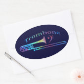 Trombone met Bass Clef Ovale Sticker (Envelop)