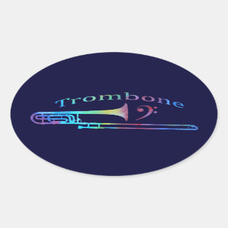 Trombone met Bass Clef Ovale Sticker