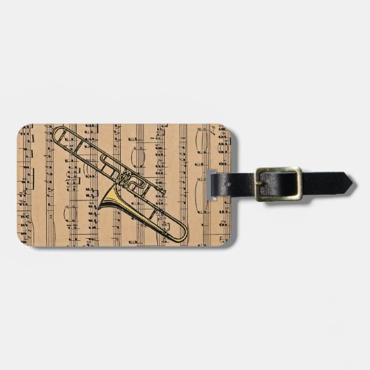 Trombone met vel Music Background Bagagelabel (Voorkant horizontaal)