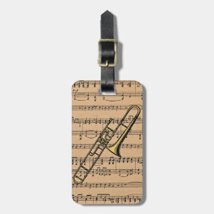Trombone met vel Music Background Bagagelabel