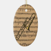 Trombone met vel Music Background Keramisch Ornament (Rechts)