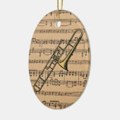 Trombone met vel Music Background Keramisch Ornament (Links)