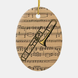 Trombone met vel Music Background Keramisch Ornament