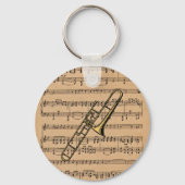 Trombone met vel Music Background Sleutelhanger (Voorkant)