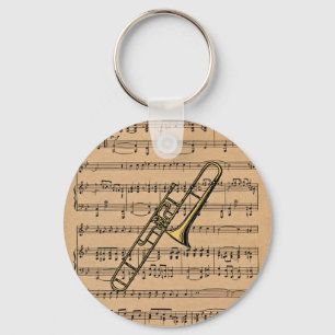 Trombone met vel Music Background Sleutelhanger