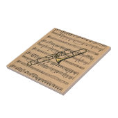 Trombone met vel Music Background Tegeltje (Zijkant)