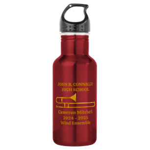 Trombone Middelbare Schoolband Goud Gepersonalisee Waterfles