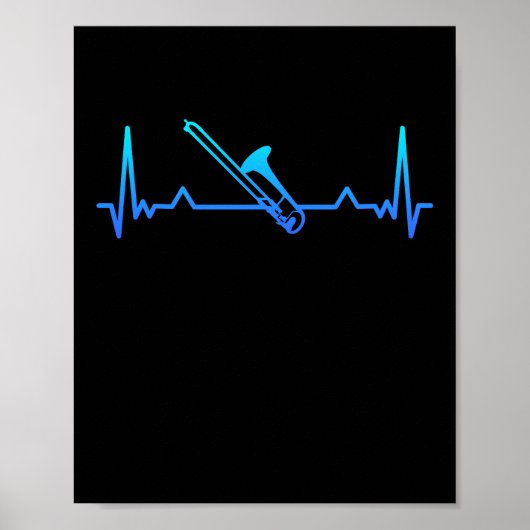 Trombone Music Heartbeat Funny Mam Gift Poster (Voorkant)