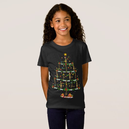 Trombone Music Lover Xmas Lighting Trombone Christ T-shirt (Voorkant volledig)