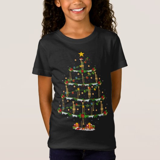 Trombone Music Lover Xmas Lighting Trombone Christ T-shirt (Voorkant)