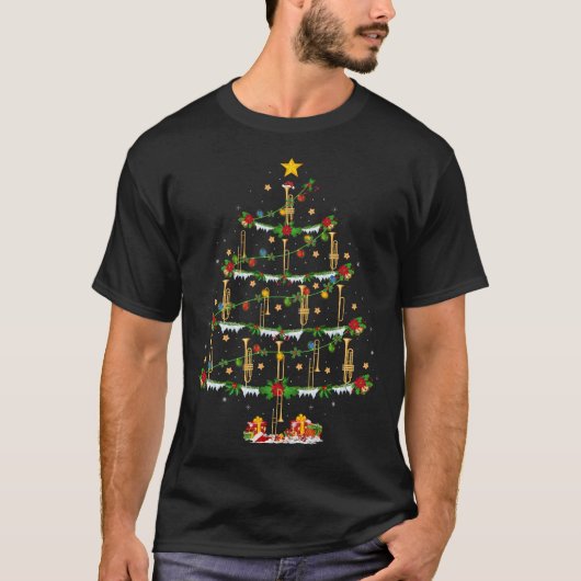 Trombone Music Lover Xmas Lighting Trombone Christ T-shirt (Voorkant)