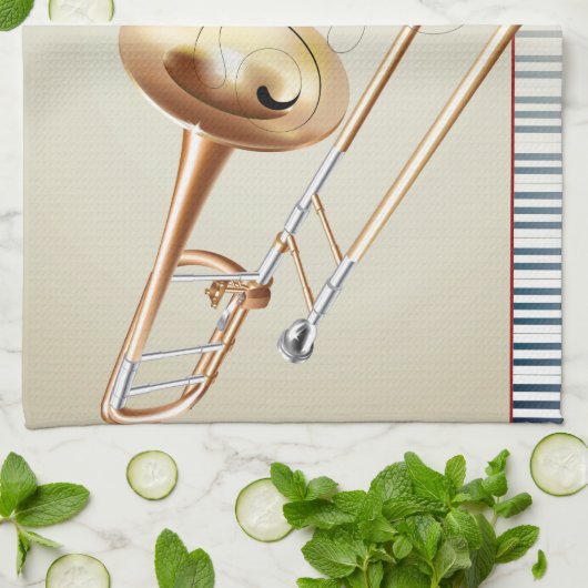 Trombone Music Room Theedoek (Gevouwen)