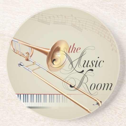 Trombone Music Room Zandsteen Onderzetter (Voorkant)