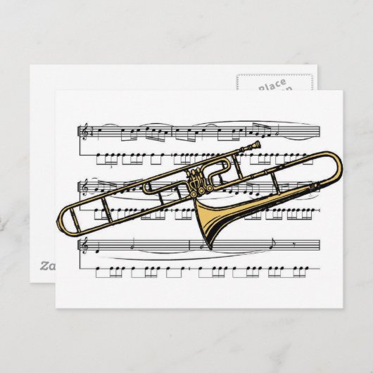 Trombone Musical 14 B Briefkaart (Voorkant / Achterkant)