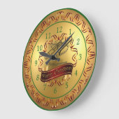 Trombone ~ Musical Scroll ~ Gold "Merry Kerstmis" Grote Klok (Hoek)