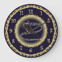 Trombone ~ Musical Scroll ~ Gold/Navy Blue ~