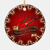 Trombone ~ Musical Scroll ~ Merry Kerst~ * ~ Keramisch Ornament (Achterkant)