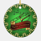 Trombone ~ Musical Scroll ~ Merry Kerst~ * ~ Keramisch Ornament (Achterkant)