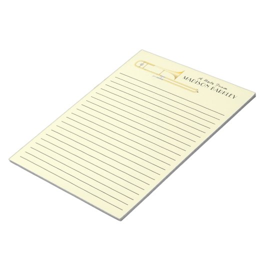 Trombone Musician Band Teacher Notepad Notitieblok (Schuin)
